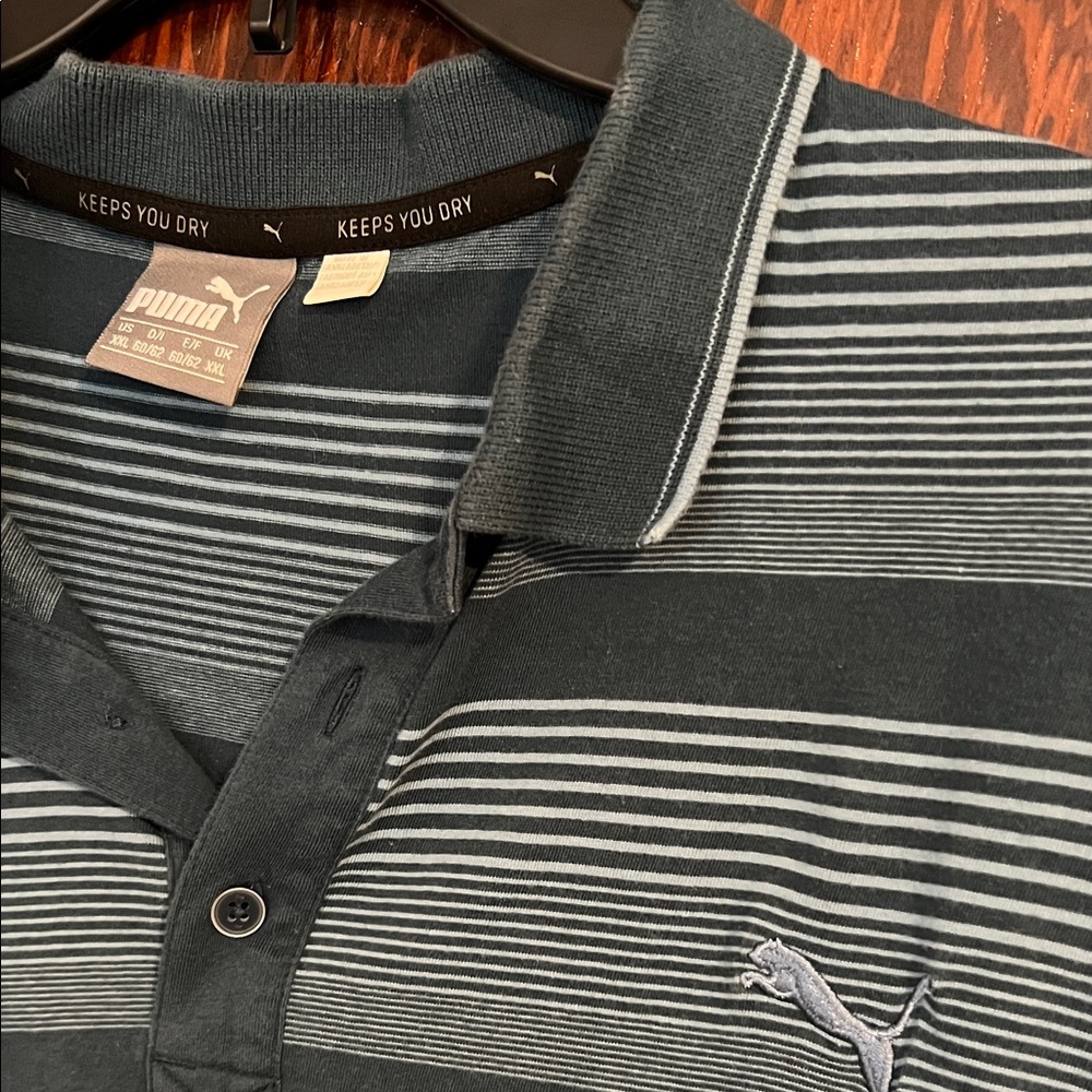 Puma Blue/aqua Striped Polo Shirt